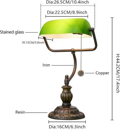 Tiffany Style Green Bankers مصباح المكتب مصابيح زجاجية ملون ورقة شجرة خمر غرفة نوم بدراسة السحب سلسلة القراءة مكتب الضوء in Saudi Arabia