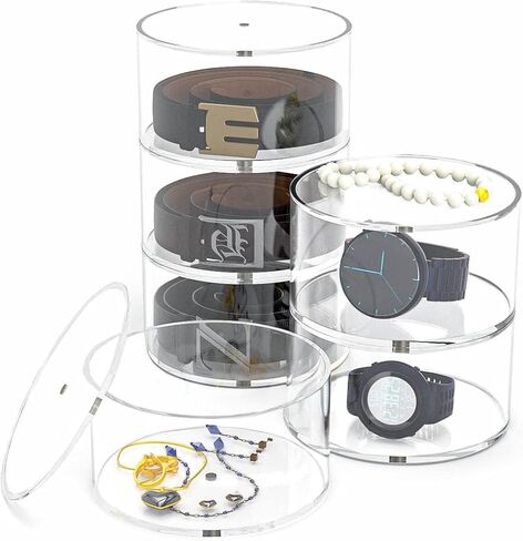 NIUBEE Belt Organizer, Acrylic 5 Layers Belt Case Storage Holder and Display for Accessories like Jewelry,Watch,Bracelets in Saudi Arabia