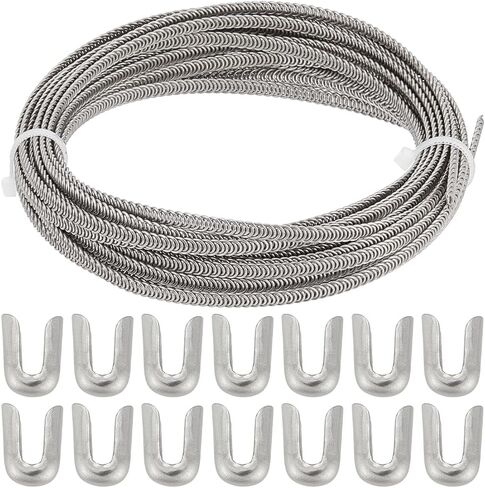 Gorgecraft 197 بوصة × 4 ملم معادن حلزونية مكافأة مسطحة من الصلب المشد مع 20pcs نصائح العظم الفولاذ المقاوم للصدأ حلزوني الأسلاك الحلزونية تغطي الإقامات البنية in Kuwait