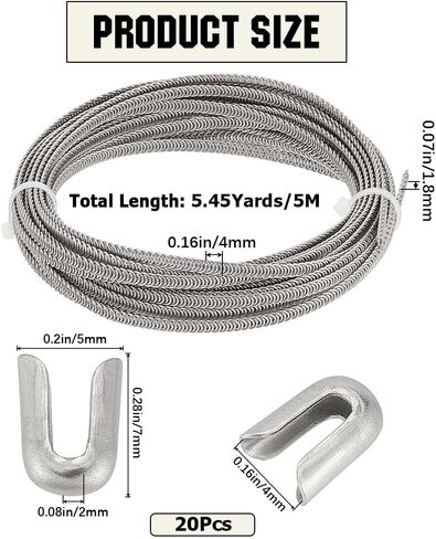 Gorgecraft 197 بوصة × 4 ملم معادن حلزونية مكافأة مسطحة من الصلب المشد مع 20pcs نصائح العظم الفولاذ المقاوم للصدأ حلزوني الأسلاك الحلزونية تغطي الإقامات البنية in Kuwait