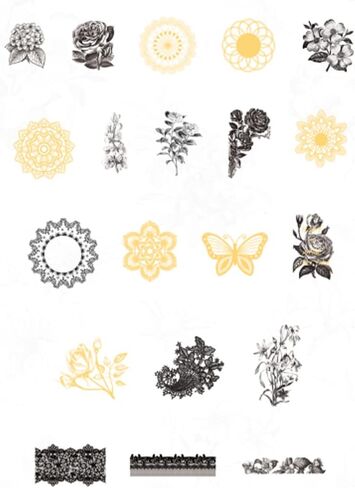 Vintage Washi Sticker Set Hot Stamping Stickers Black and White Rose Flower Butterfly Adhesive Sticker for Scrapbooking Journaling Art Caft Planner Journals Letter Diary Album in Saudi Arabia