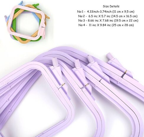 Nurge Lilac 3 Pcs Set Plastic Square Embroidery Hoop, Cross Stitch Hoops, Punch Needle Hoop (3 Pcs) in Saudi Arabia