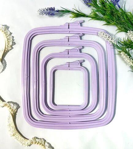 Nurge Lilac 3 Pcs Set Plastic Square Embroidery Hoop, Cross Stitch Hoops, Punch Needle Hoop (3 Pcs) in Saudi Arabia