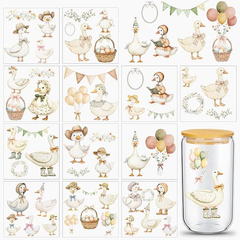 Glenmal 12 Sheets Rub on Transfers for Crafts and Furniture Ballerinas Goose Rub on Transfer Sticker 7 x 8 Inch Vintage Furniture Decals for Home Paper Wood DIY Craft(Goose) in Saudi Arabia