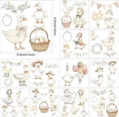 Glenmal 12 Sheets Rub on Transfers for Crafts and Furniture Ballerinas Goose Rub on Transfer Sticker 7 x 8 Inch Vintage Furniture Decals for Home Paper Wood DIY Craft(Goose) in Saudi Arabia