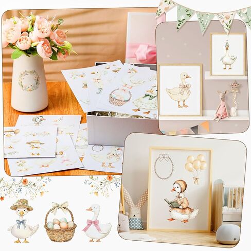 Glenmal 12 Sheets Rub on Transfers for Crafts and Furniture Ballerinas Goose Rub on Transfer Sticker 7 x 8 Inch Vintage Furniture Decals for Home Paper Wood DIY Craft(Goose) in Saudi Arabia
