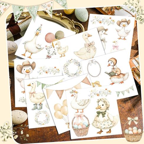 Glenmal 12 Sheets Rub on Transfers for Crafts and Furniture Ballerinas Goose Rub on Transfer Sticker 7 x 8 Inch Vintage Furniture Decals for Home Paper Wood DIY Craft(Goose) in Saudi Arabia
