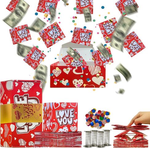 Birthday Surprise Gift Box Explosion for Money, Happy Birthday Gift Box Surprise Exploding Money Cash Pop-up Gift Box, Folding Bouncing Pop Box for Valentine Birthday Wedding Anniversary Mother's Day in Kuwait