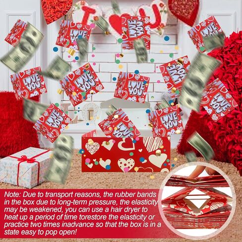 Birthday Surprise Gift Box Explosion for Money, Happy Birthday Gift Box Surprise Exploding Money Cash Pop-up Gift Box, Folding Bouncing Pop Box for Valentine Birthday Wedding Anniversary Mother's Day in Kuwait