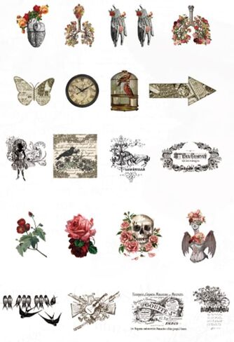 Vintage Washi Sticker Set Hot Stamping Stickers Black and White Rose Flower Butterfly Adhesive Sticker for Scrapbooking Journaling Art Caft Planner Journals Letter Diary Album in Saudi Arabia