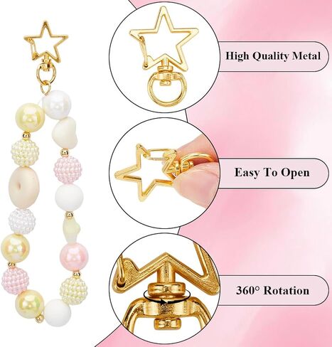 1 Box 40Pcs Heart Swivel Keychain Clasp Star Keychain Clip Bulk Metal Lobster Claw Alloy Gold Spring Snap Hook Hanging Buckle Key Ring Findings for Handmade Keychains Lanyards Bags DIY Crafts in Saudi Arabia
