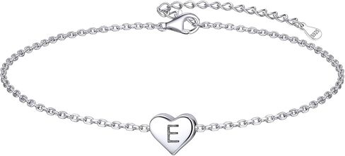 ChicSilver 925 Sterling Silver Initial Anklets for Women Teen Girls Dainty Beach Heart Ankle Bracelet Foot Jewelry-Adjustable Size(with Gift Box) in Kuwait