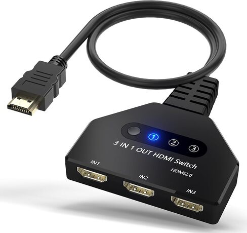 HDMI Switch 3 in 1 Out، 4K@30hz HDMI Splitter يدعم Full HD 1080P 3D متوافق مع Roku Fire TV Stick HDTV PS4/PS5 Xbox One Chromecast in Kuwait
