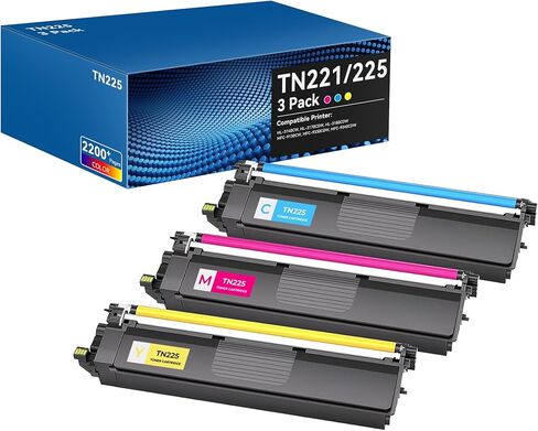 TN221 TN225 Toner Cartridges High-Yield Compatible with HL-3140CW, HL-3150CW, HL-3170CDW, HL-3142CW, HL-3152CDW, HL-3172CDW，HL-3180CDW, MFC-9140CDN Printers (4 Pack, BK/Y/M/C) in Kuwait
