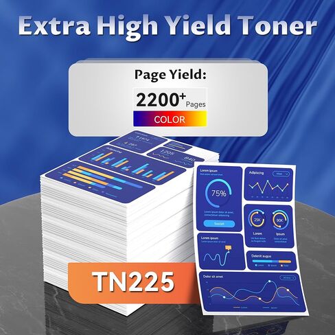 TN221 TN225 Toner Cartridges High-Yield Compatible with HL-3140CW, HL-3150CW, HL-3170CDW, HL-3142CW, HL-3152CDW, HL-3172CDW，HL-3180CDW, MFC-9140CDN Printers (4 Pack, BK/Y/M/C) in Kuwait