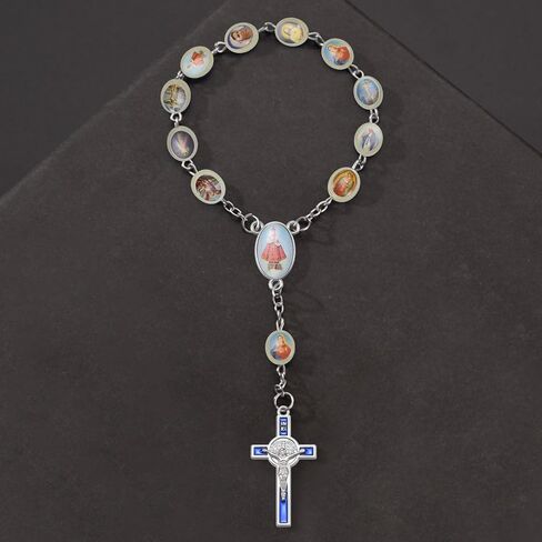 60Pcs Glow in The Dark Rosary Beads Bulk Acrylic Cross Jesus Virgin Mary Silicone Focal Flat Religious Spacer Beads for DIY Jewelry Making Supplies (Oval) in Saudi Arabia
