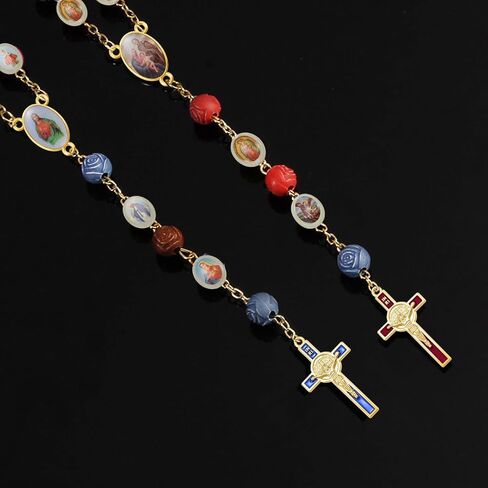 60Pcs Glow in The Dark Rosary Beads Bulk Acrylic Cross Jesus Virgin Mary Silicone Focal Flat Religious Spacer Beads for DIY Jewelry Making Supplies (Oval) in Saudi Arabia