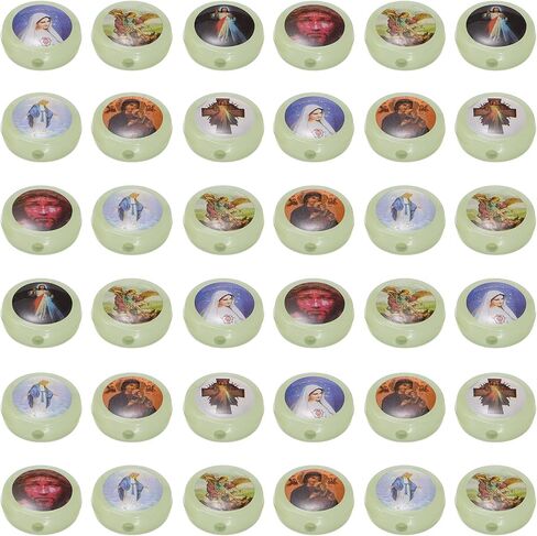 60Pcs Glow in The Dark Rosary Beads Bulk Acrylic Cross Jesus Virgin Mary Silicone Focal Flat Religious Spacer Beads for DIY Jewelry Making Supplies (Oval) in Saudi Arabia