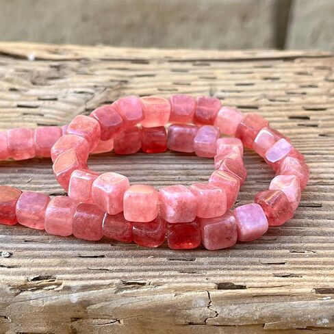 الحرف الفنية الحرف الطبيعية Morganite Square Cube حبات الأحجار الكريمة 8 ملم لمجوهرات صنع سوار سوار أقراط القلادة (الأرجواني) in Kuwait