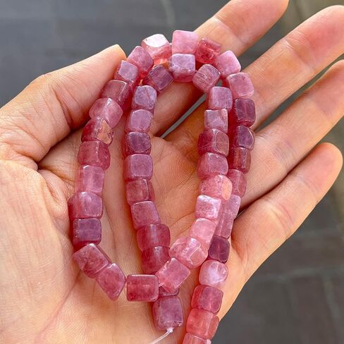 الحرف الفنية الحرف الطبيعية Morganite Square Cube حبات الأحجار الكريمة 8 ملم لمجوهرات صنع سوار سوار أقراط القلادة (الأرجواني) in Kuwait