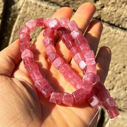 الحرف الفنية الحرف الطبيعية Morganite Square Cube حبات الأحجار الكريمة 8 ملم لمجوهرات صنع سوار سوار أقراط القلادة (الأرجواني) in Kuwait