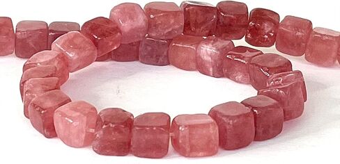 الحرف الفنية الحرف الطبيعية Morganite Square Cube حبات الأحجار الكريمة 8 ملم لمجوهرات صنع سوار سوار أقراط القلادة (الأرجواني) in Kuwait