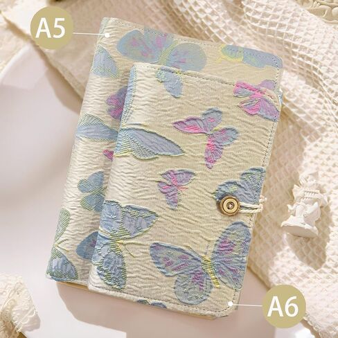 A5 Binder, 6 Ring Binder, Refillable Journal, Butterfly Notebook, Embroidered Journal, Budget Binder, 6"x8" Unlined Paper, Sketchbook, Travelers Journal, Butterfly Gifts, Planner Binder, Pink in Kuwait