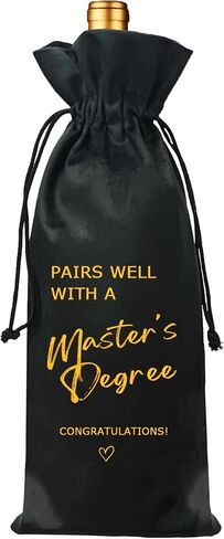 TBITON Masters Degree Gift Wine Bag, Graduation Gift Wine Bag Gifts for Her Him, College Graduation Party, Doctorate Degree - Pairs Well with a Master's Degree in Saudi Arabia