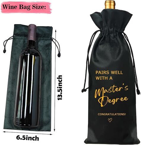 TBITON Masters Degree Gift Wine Bag, Graduation Gift Wine Bag Gifts for Her Him, College Graduation Party, Doctorate Degree - Pairs Well with a Master's Degree in Saudi Arabia