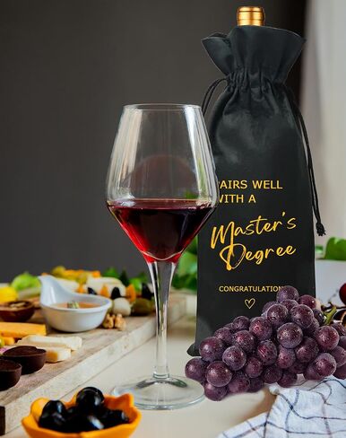 TBITON Masters Degree Gift Wine Bag, Graduation Gift Wine Bag Gifts for Her Him, College Graduation Party, Doctorate Degree - Pairs Well with a Master's Degree in Saudi Arabia