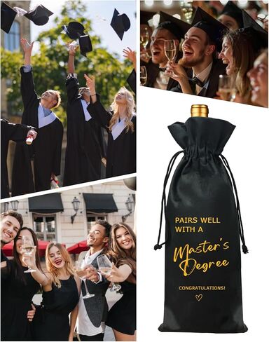 TBITON Masters Degree Gift Wine Bag, Graduation Gift Wine Bag Gifts for Her Him, College Graduation Party, Doctorate Degree - Pairs Well with a Master's Degree in Saudi Arabia