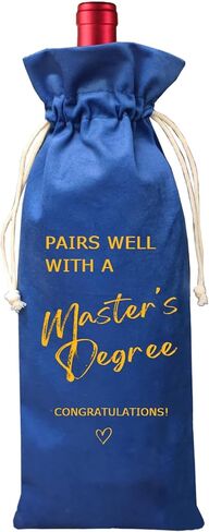TBITON Masters Degree Gift Wine Bag, Graduation Gift Wine Bag Gifts for Her Him, College Graduation Party, Doctorate Degree - Pairs Well with a Master's Degree in Saudi Arabia