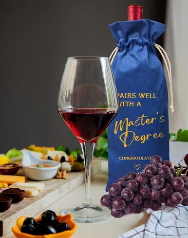 TBITON Masters Degree Gift Wine Bag, Graduation Gift Wine Bag Gifts for Her Him, College Graduation Party, Doctorate Degree - Pairs Well with a Master's Degree in Saudi Arabia