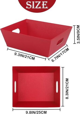Rocutus Paper Basket with Handle,10 Pack Gift Basket Empty,5 LB - reusable, Versatile Craft & Food Gift Holder, Brown Paper Basket for Wine, DIY, Snacks,Crafts (Kraft) (Red) in Saudi Arabia