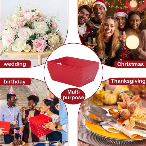 Rocutus Paper Basket with Handle,10 Pack Gift Basket Empty,5 LB - reusable, Versatile Craft & Food Gift Holder, Brown Paper Basket for Wine, DIY, Snacks,Crafts (Kraft) (Red) in Saudi Arabia