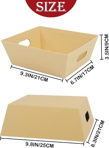 Rocutus Paper Basket with Handle,10 Pack Gift Basket Empty,5 LB - reusable, Versatile Craft & Food Gift Holder, Brown Paper Basket for Wine, DIY, Snacks,Crafts (Kraft) (Red) in Saudi Arabia