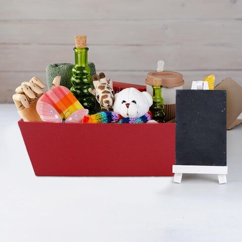 Rocutus Paper Basket with Handle,10 Pack Gift Basket Empty,5 LB - reusable, Versatile Craft & Food Gift Holder, Brown Paper Basket for Wine, DIY, Snacks,Crafts (Kraft) (Red) in Saudi Arabia