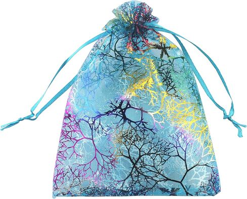 QIANHAILIZZ 100 Pack Colorful Tree Organza Jewelry Gift Pouch Candy Pouch Drawstring Wedding Favor Bags CJQ5 (turquoise, 2.5x3.5 inch) in Kuwait