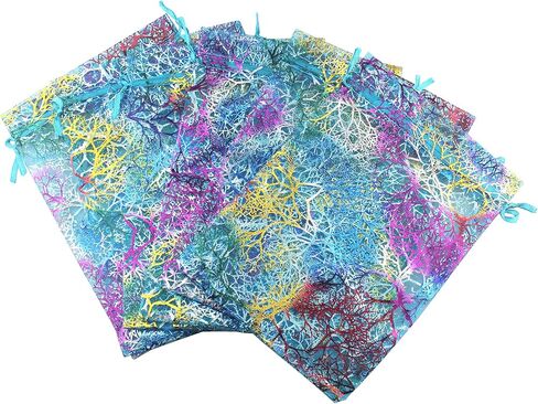 QIANHAILIZZ 100 Pack Colorful Tree Organza Jewelry Gift Pouch Candy Pouch Drawstring Wedding Favor Bags CJQ5 (turquoise, 2.5x3.5 inch) in Kuwait