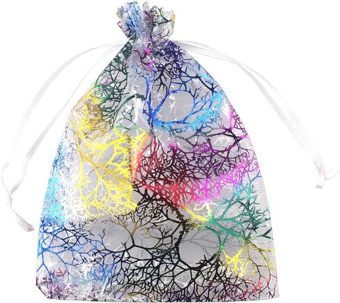 QIANHAILIZZ 100 Pack Colorful Tree Organza Jewelry Gift Pouch Candy Pouch Drawstring Wedding Favor Bags CJQ5 (turquoise, 2.5x3.5 inch) in Kuwait