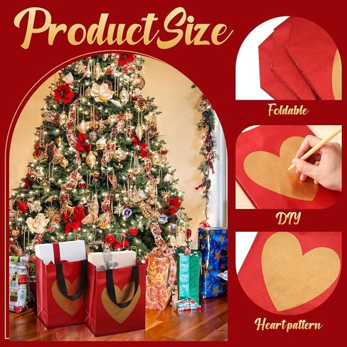 Eccliy 80 Pieces Red Gift Bags Bulk, Reusable Glossy Tote with Handle, Non Woven Heart Goodie Bag for Wedding,Teacher Appreciation Week, Mothers Day Party Supplies,10 x 8 x 4.7 Inch in Saudi Arabia