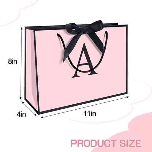 QLSKO Initial Gift Bag set with Bow Ribbon Personalized Horizontal Paper Bag Monogrammed Birthday Gifts for Women Men (A-Small) in Saudi Arabia