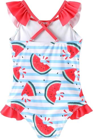 PATPAT Baby/Toddler Girls Swimsuits Ruffle Mermaid Floral One Piece Bathing Suit Beach Swimwear with Sun Hat in Kuwait