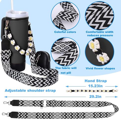 Mity rain Water Bottle Shoulder Strap Set for Stanley Cup, Cup Accessories for Stanley 20oz 30oz 40oz, Including Cup Holder Shoulder Strap with Purse, Carrying Handle Strap, Boot, Cup Ring in Saudi Arabia