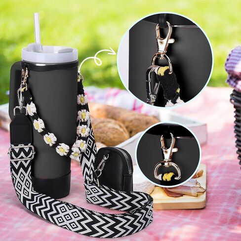 Mity rain Water Bottle Shoulder Strap Set for Stanley Cup, Cup Accessories for Stanley 20oz 30oz 40oz, Including Cup Holder Shoulder Strap with Purse, Carrying Handle Strap, Boot, Cup Ring in Saudi Arabia