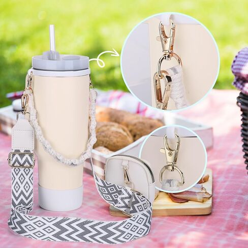 Mity rain Water Bottle Shoulder Strap Set for Stanley Cup, Cup Accessories for Stanley 20oz 30oz 40oz, Including Cup Holder Shoulder Strap with Purse, Carrying Handle Strap, Boot, Cup Ring in Kuwait