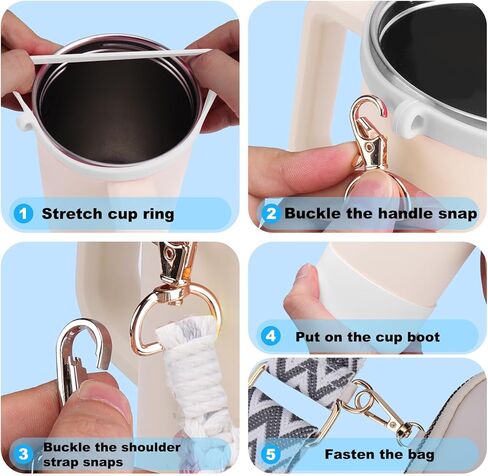 Mity rain Water Bottle Shoulder Strap Set for Stanley Cup, Cup Accessories for Stanley 20oz 30oz 40oz, Including Cup Holder Shoulder Strap with Purse, Carrying Handle Strap, Boot, Cup Ring in Kuwait