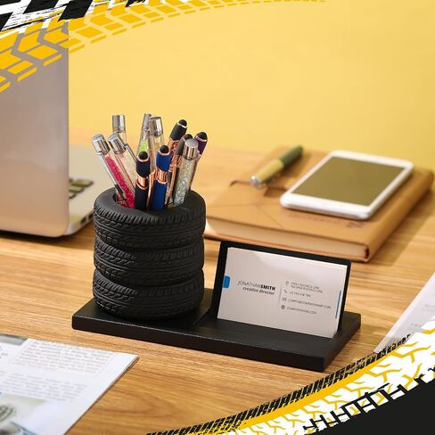 eersida tyre شكل قرطاسية مجموعة مبيعات سيارات حامل بطاقة العمل بطاقة عمل السيارات المنظم مكتب حامل بطاقة العمل لمحبي السيارات ميكانيكا المكاتب (أسود ، 7.5 بوصة) in Kuwait