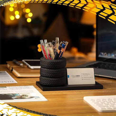 eersida tyre شكل قرطاسية مجموعة مبيعات سيارات حامل بطاقة العمل بطاقة عمل السيارات المنظم مكتب حامل بطاقة العمل لمحبي السيارات ميكانيكا المكاتب (أسود ، 7.5 بوصة) in Kuwait