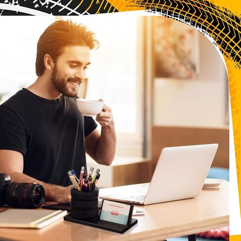 eersida tyre شكل قرطاسية مجموعة مبيعات سيارات حامل بطاقة العمل بطاقة عمل السيارات المنظم مكتب حامل بطاقة العمل لمحبي السيارات ميكانيكا المكاتب (أسود ، 7.5 بوصة) in Kuwait